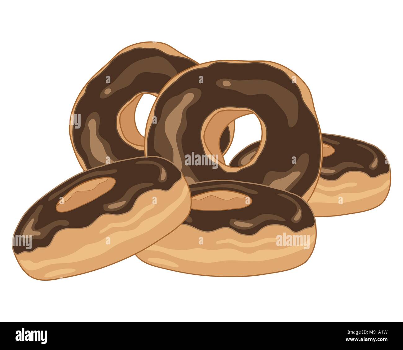 Un vecteur illustration en eps 8 format d'une pile de délicieux beignets chocolat frais sur un fond blanc Illustration de Vecteur