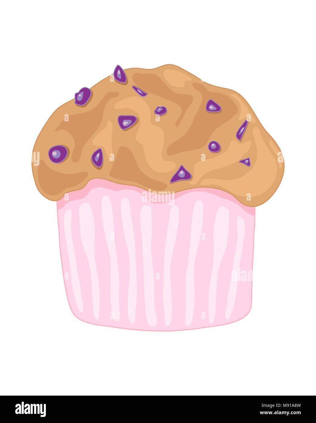 Un vecteur illustration en eps 8 format d'un délicieux muffins aux bleuets dans un étui rose sur fond blanc Illustration de Vecteur