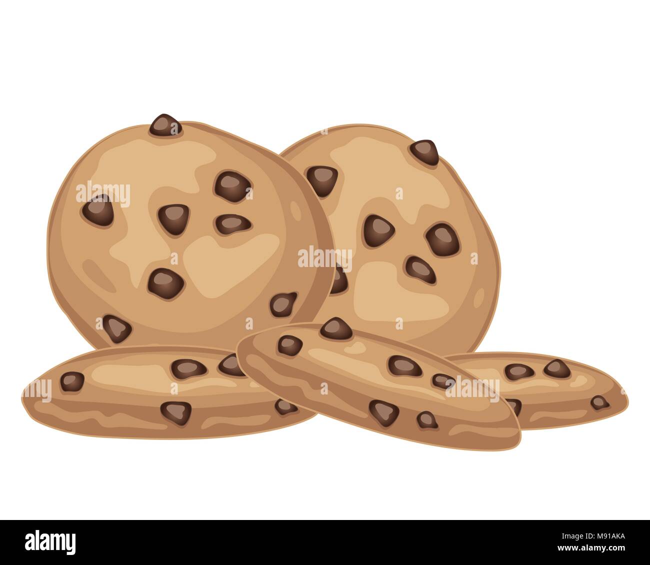 Un vecteur illustration en eps 10 format d'un tas de délicieux choc chip cookies sur un fond blanc Illustration de Vecteur