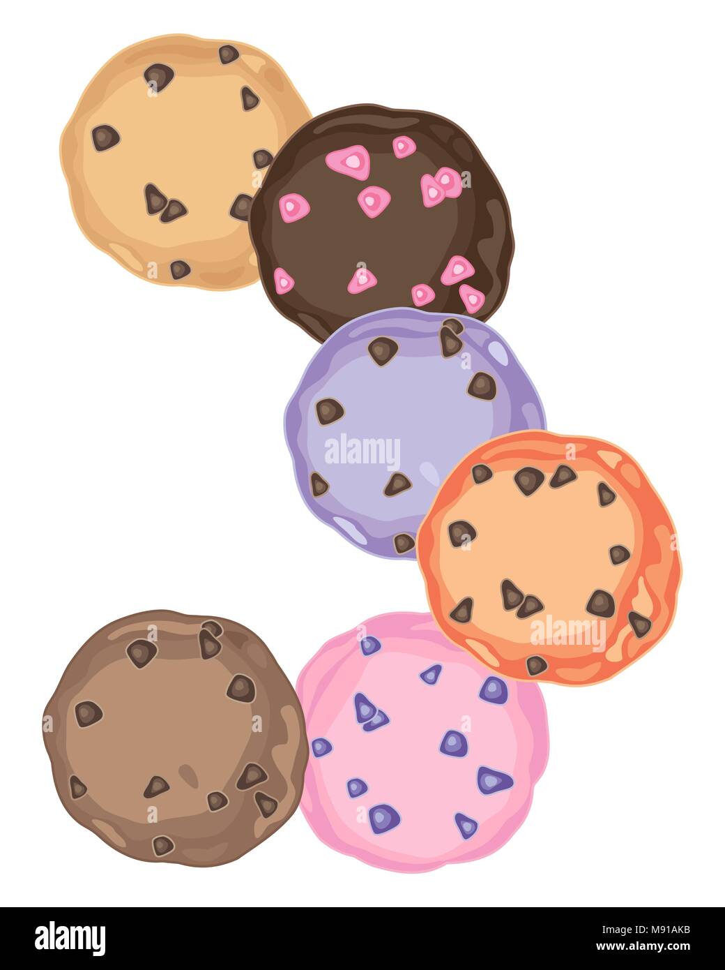 Un vecteur illustration en format eps 10 colorés de cookies avec des bonbons et chocolat dans une conception abstraite sur fond blanc Illustration de Vecteur