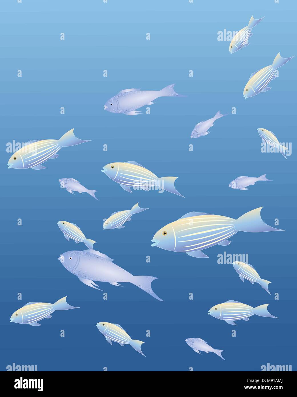 Un vecteur illustration en format eps 10 de poissons exotiques avec fantaisie et une couleur sur un fond de la couleur de l'océan Illustration de Vecteur