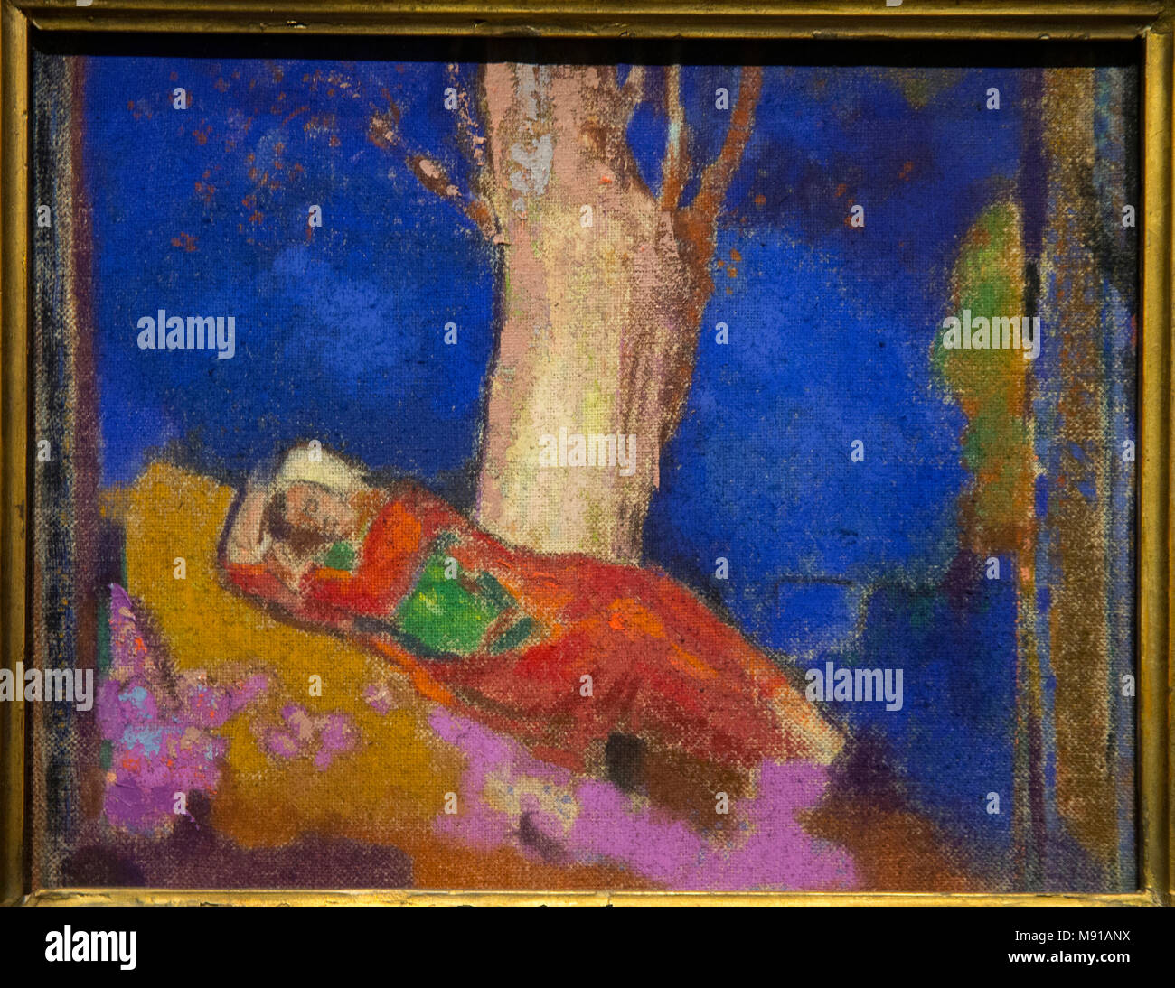 Odilon Redon, femme dormir sous un arbre, Paris, 1900-1901, huile sur toile. Collection Chtchoukine, musée de l'Ermitage, Saint-Pétersbourg. Une balle pendant qu'expose Banque D'Images