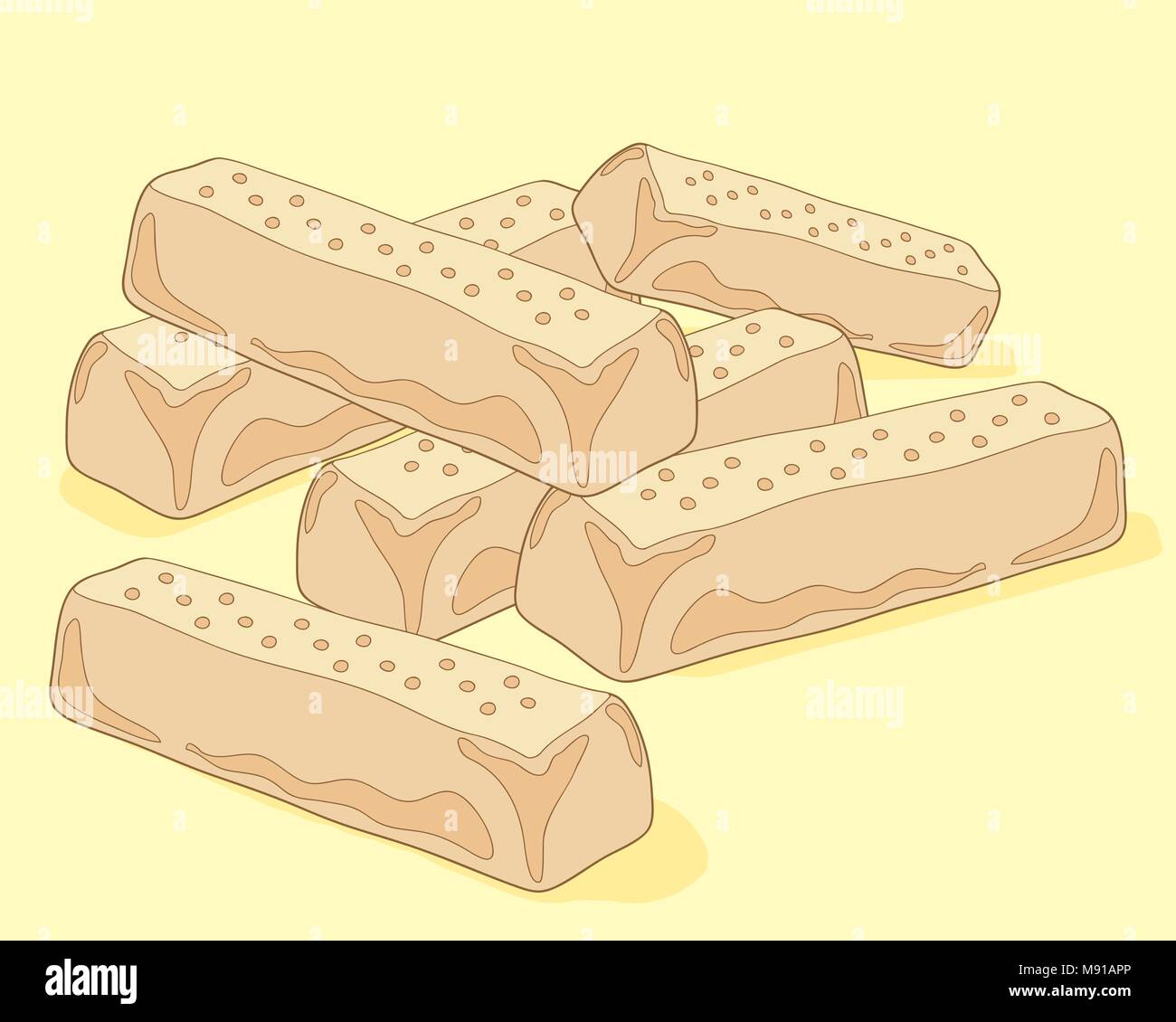Un vecteur illustration en eps 8 format d'une pile de biscuits sablés sur un fond de citron pâle Illustration de Vecteur