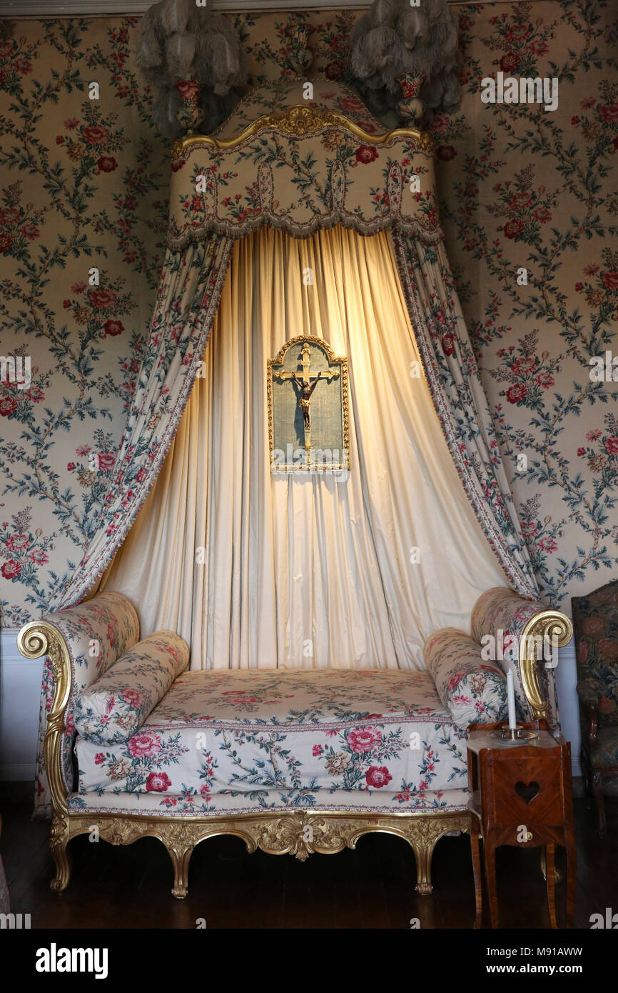 Vaux-le-vicomte. Louis XV chambre à coucher. La France. Banque D'Images