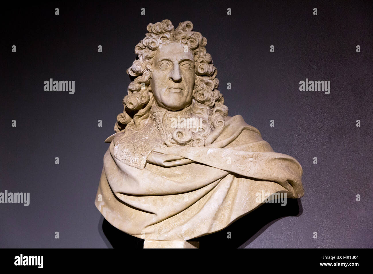 Vaux-le-vicomte. Buste d'André Le Nôtre (1613-1700). La France. Banque D'Images