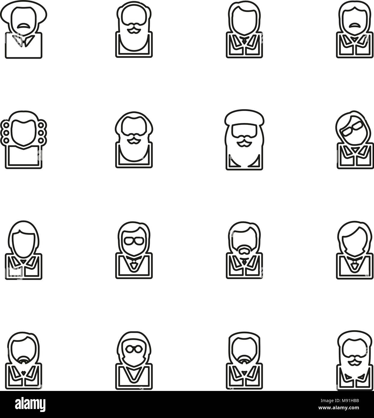 Avatar icônes célèbres scientifiques fine ligne Vector Illustration Set Illustration de Vecteur