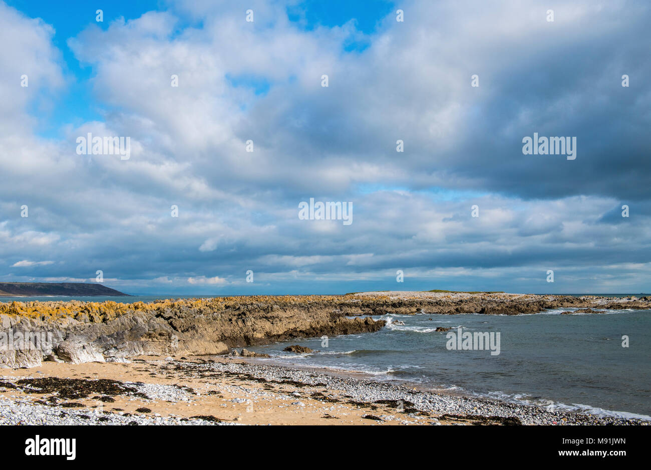 Plage de port Eynon Gower Galles du Sud Banque D'Images