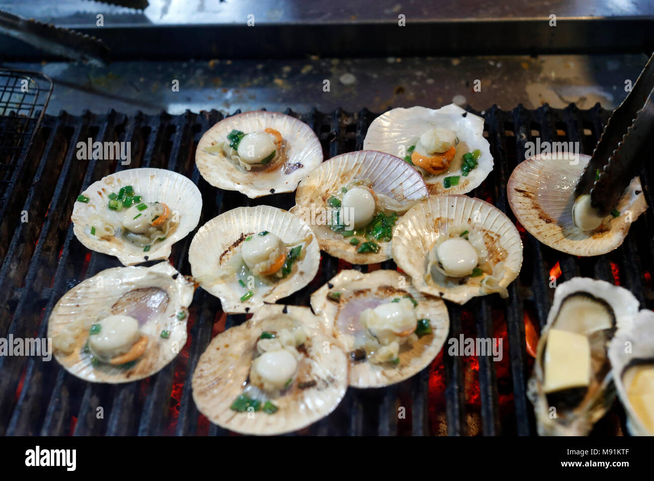 Restaurant de fruits de mer dans la ville de Marrakech. Barbecue. Phu Quoc. Le Vietnam. Banque D'Images