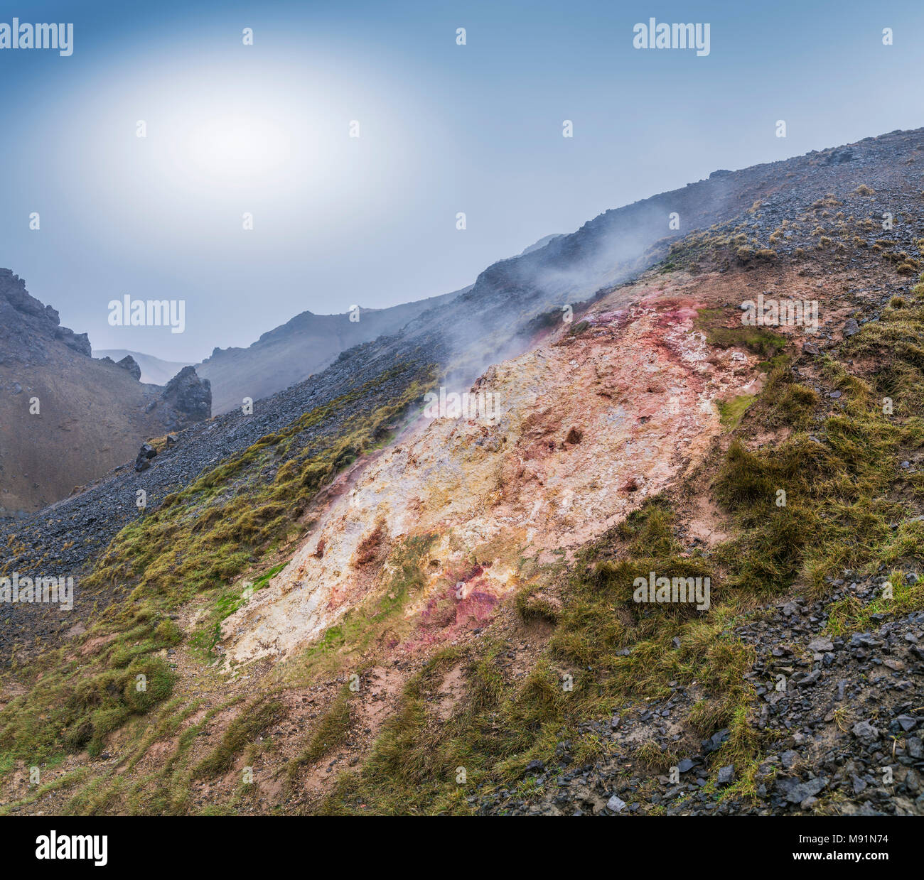 Les dépôts de silice, zone géothermique, Reykjanes Peninsula, Iceland Banque D'Images