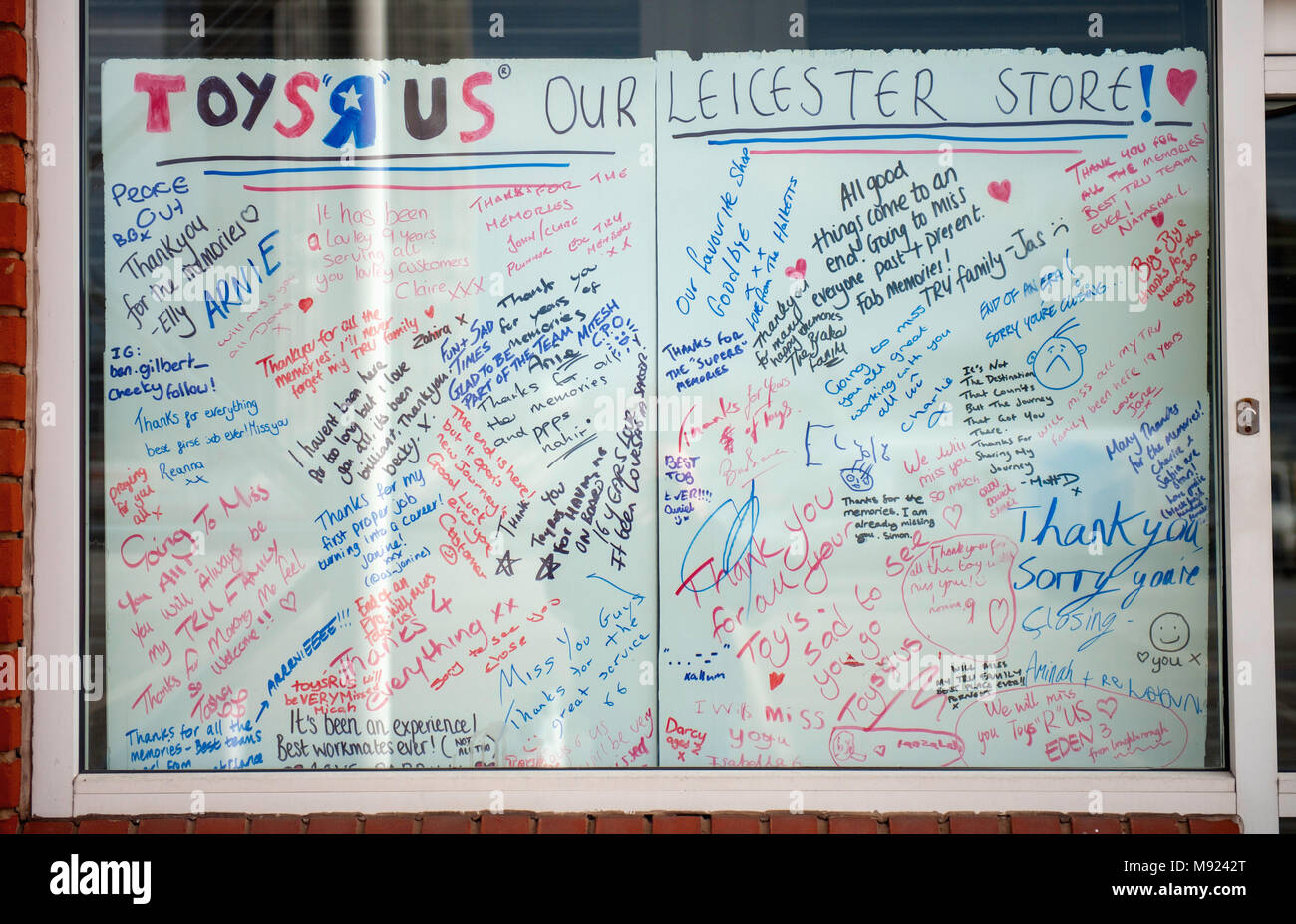 Leicester, Royaume-Uni. 21 mars 2018. Commentaires du personnel de TOYSRUS. Les fermetures de magasin au Royaume-Uni et les pertes d'emploi. © Flab LSTR / Alamy Live News Banque D'Images