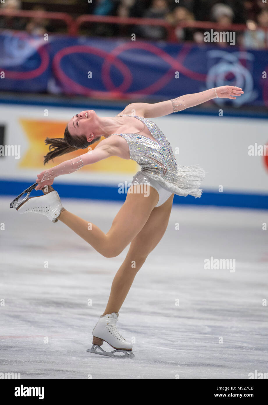 Milan, Italie. Mar 21, 2018. Mariah BELL (USA) au cours de l'ISU World Figure Skating Championships, les femmes le programme court à Mediolanum Forum de Milan, Italie, le 21 mars 2018. Credit : Enrico Calderoni/AFLO SPORT/Alamy Live News Banque D'Images