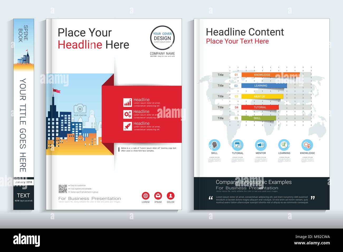 La couverture d'entreprise book design template avec élément infographique, Couvercles conçus pour toute question d'affaires, personnalisation facile à utiliser des modèles. Illustration de Vecteur