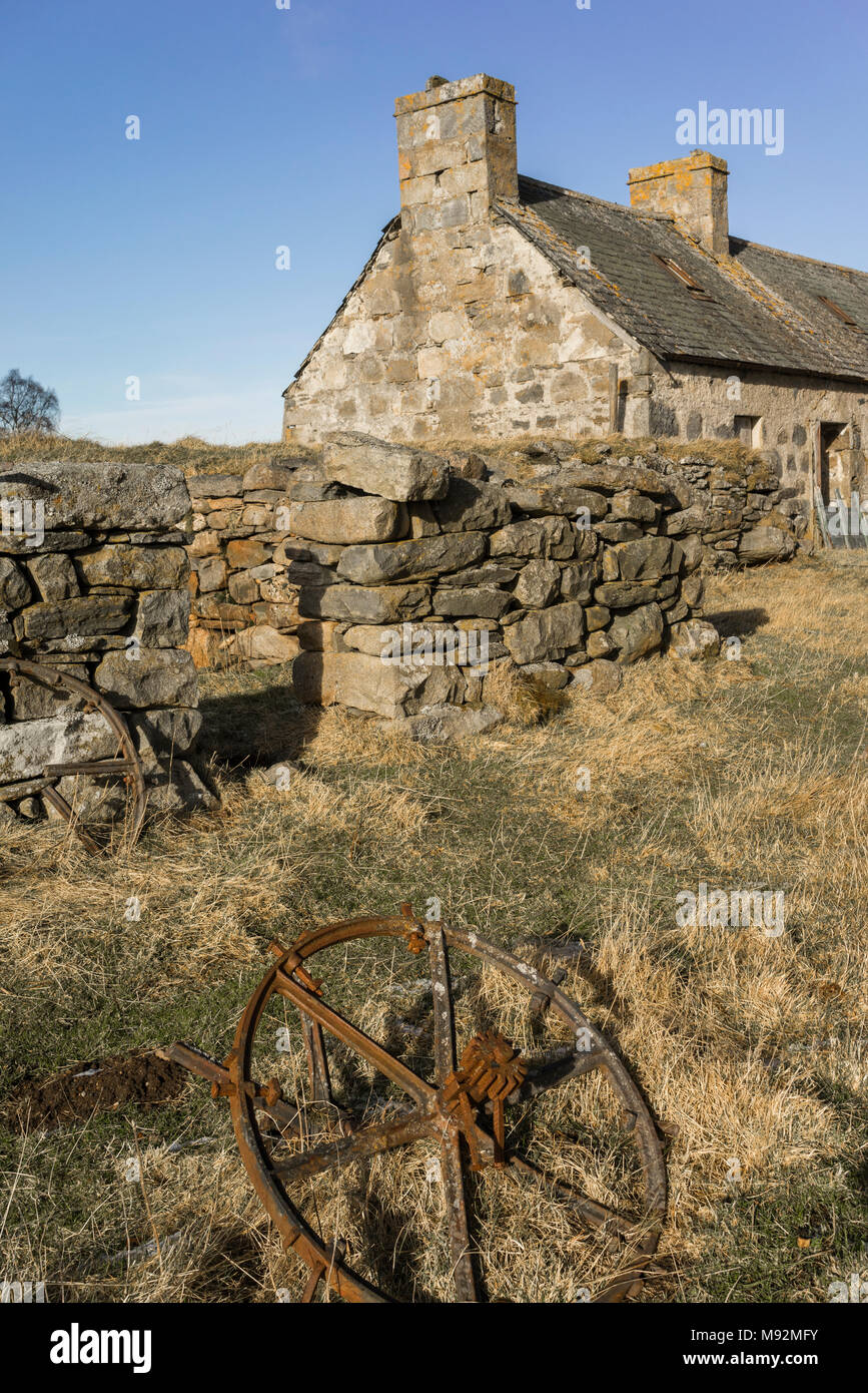 Crannich abandonnés Croft de Pâques sur Dava Moor en Ecosse. Banque D'Images