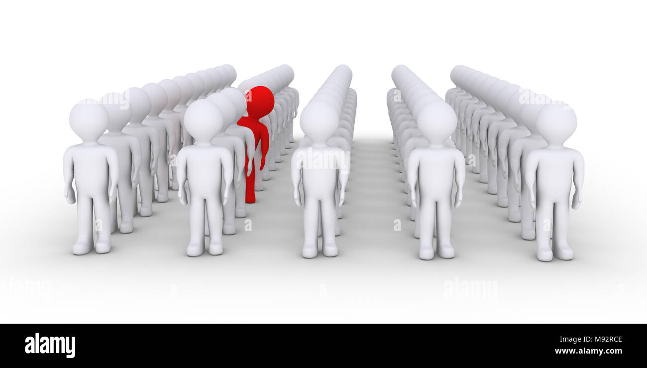 Beaucoup de gens dans les lignes mais un agit différemment Banque D'Images