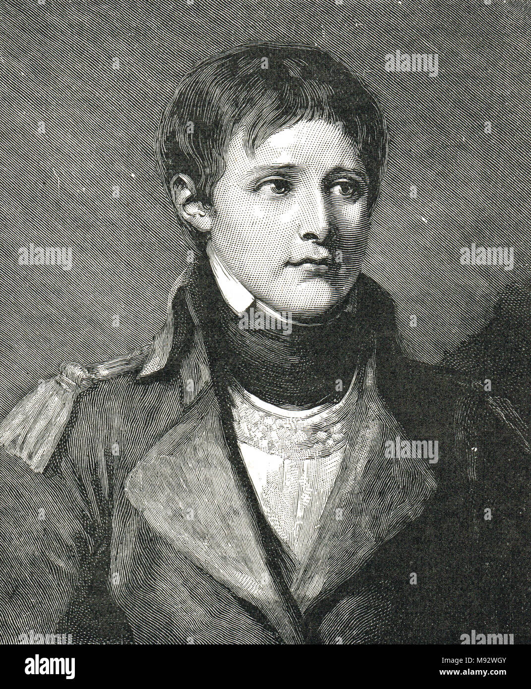 Napoléon Bonaparte comme un jeune lieutenant d'artillerie, vers 1785 Banque D'Images