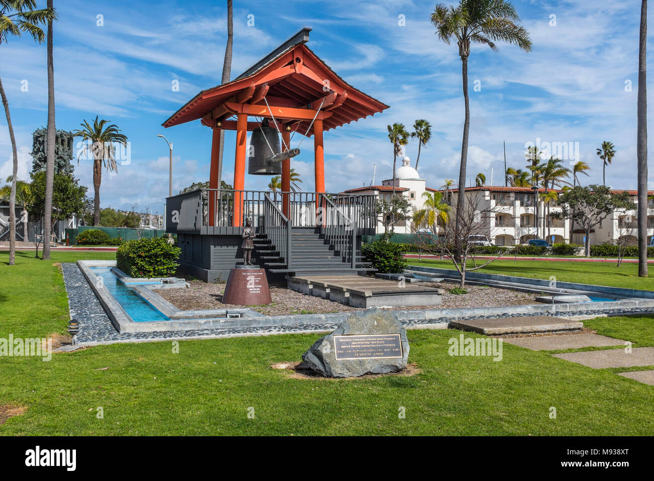 SAN DIEGO, Californie, USA - Bell Amitié Yokohama situé sur l'île Shelter dans la ville, symbole de relation entre les villes jumelées. Banque D'Images