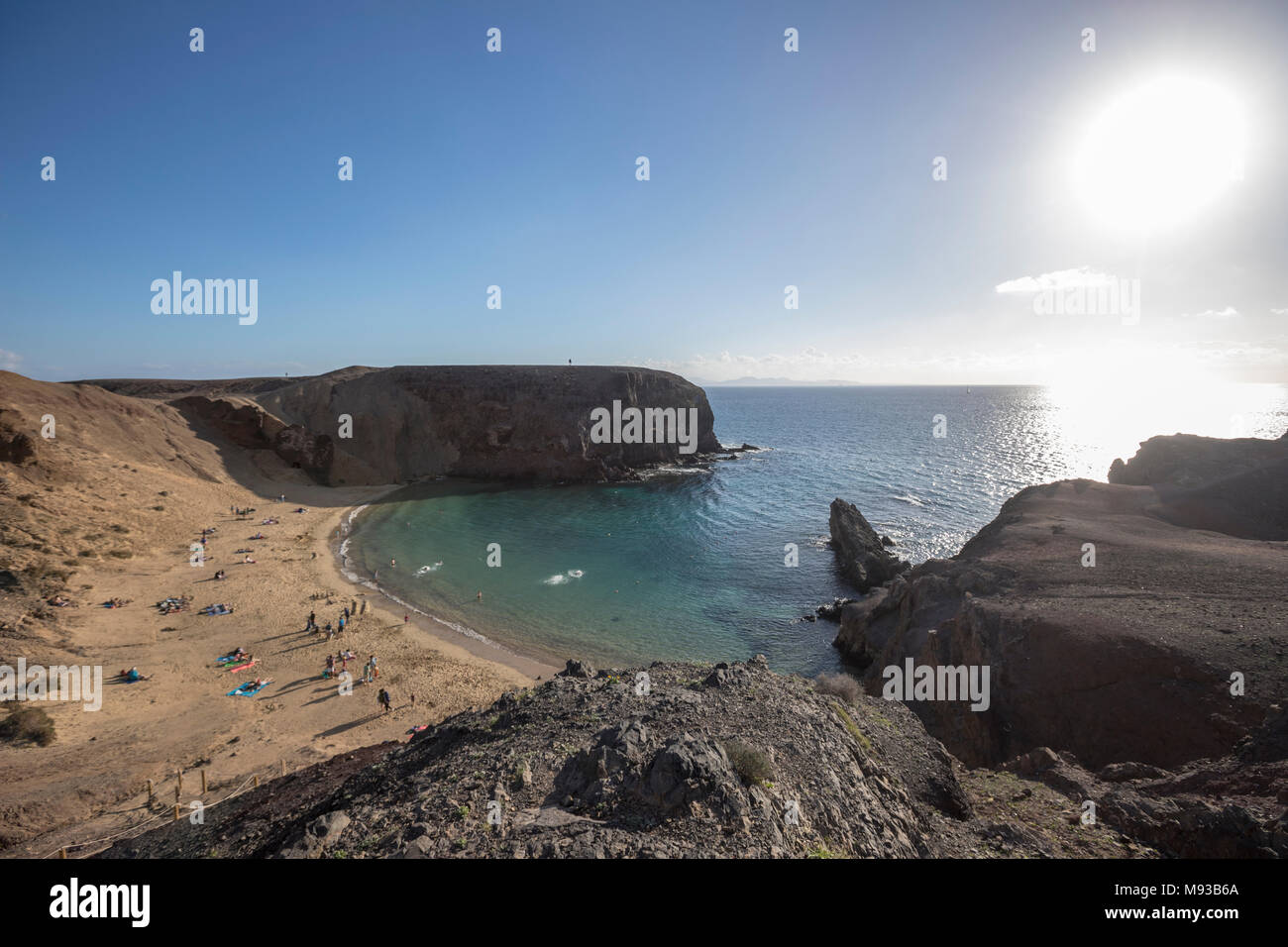 El Chiringuito chill out dans Playa del Papagayo, Lanzarote, îles Canaries, Espagne Banque D'Images