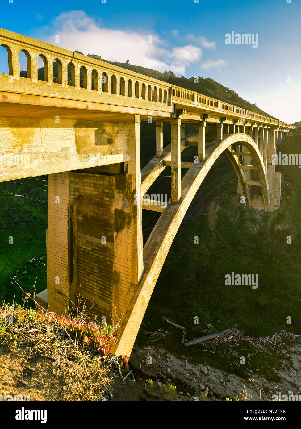 Rocky Creek Pont enjambant l'Autoroute 1 - Big Sur, Monterey County, Californie Banque D'Images