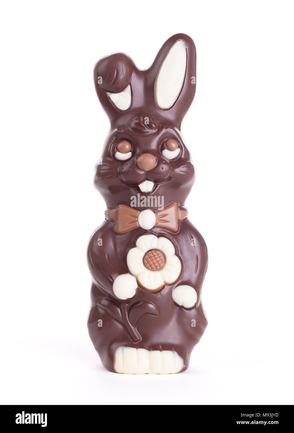 Lapin de Pâques en chocolat isolé sur blanc - chocolat pur Banque D'Images