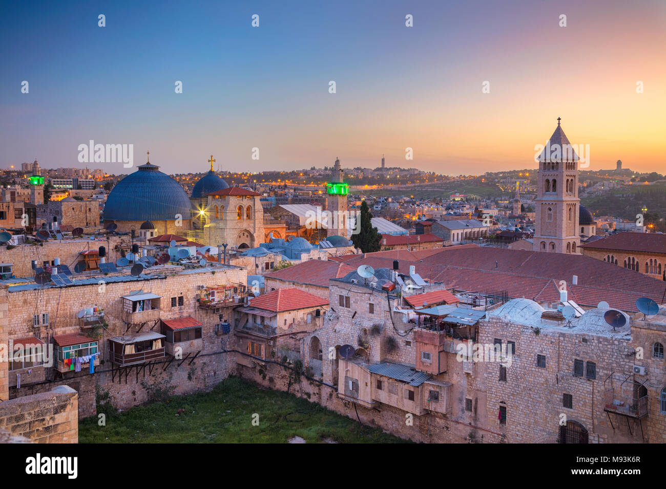 Jérusalem. Cityscape image de vieille ville de Jérusalem, Israël au lever du soleil. Banque D'Images