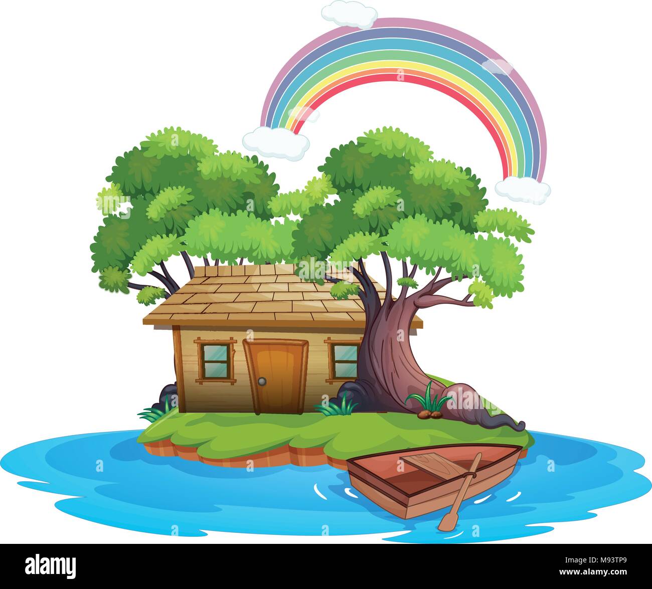 Island cottage en bois avec illustration Illustration de Vecteur