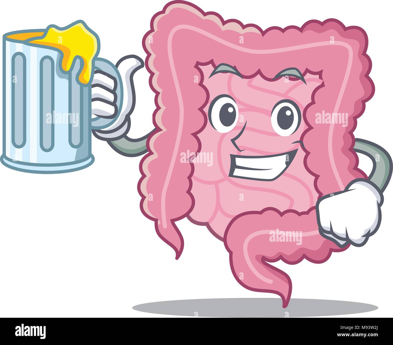 Avec un jus intestin mascot cartoon style Illustration de Vecteur
