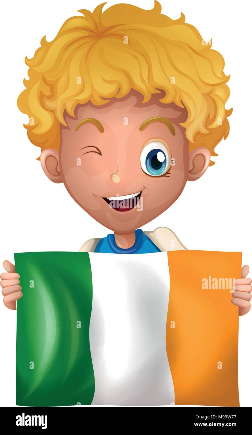 Boy holding Ireland flag illustration Illustration de Vecteur