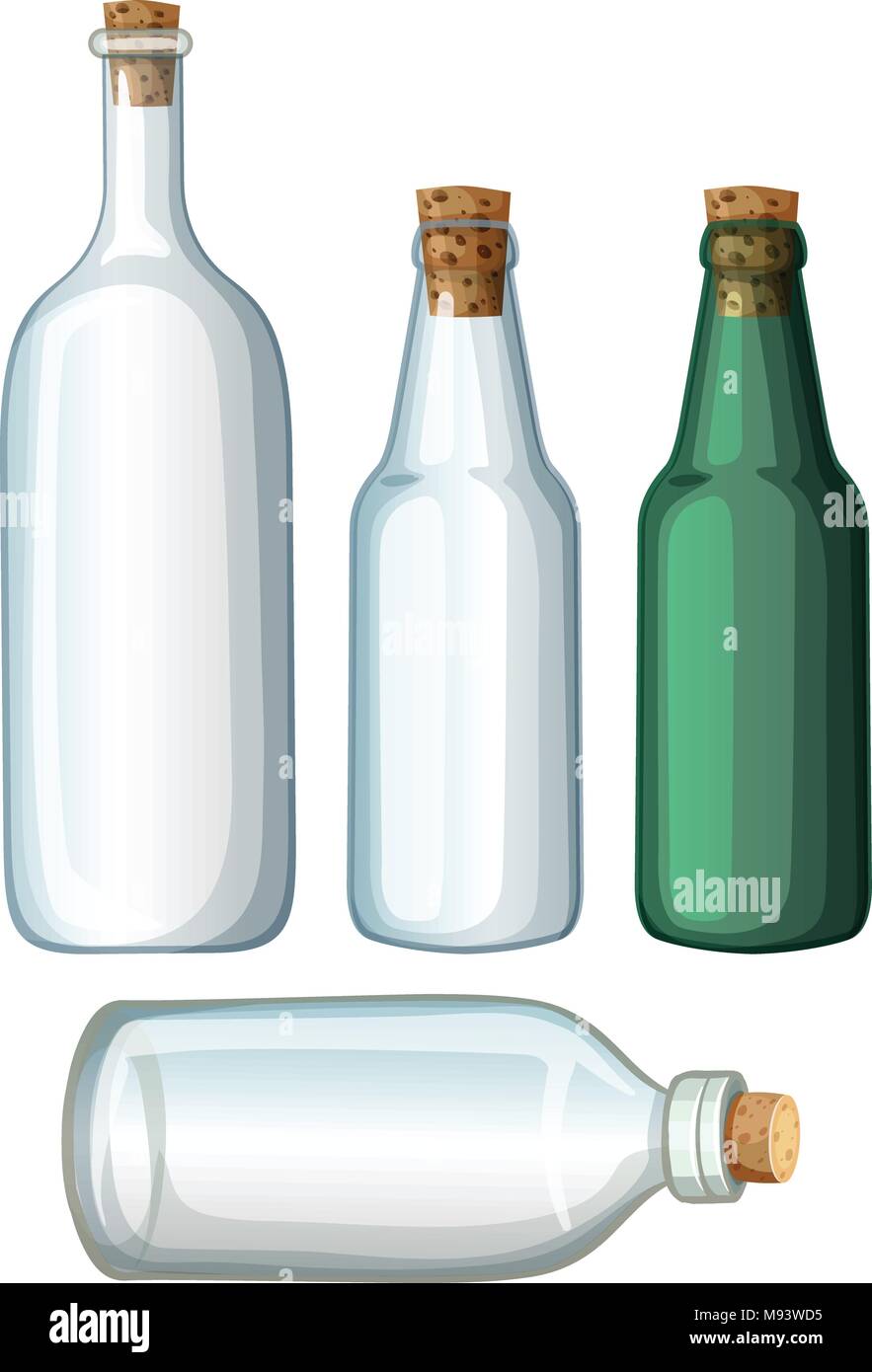 Quatre dessins de bouteilles en verre illustration Illustration de Vecteur