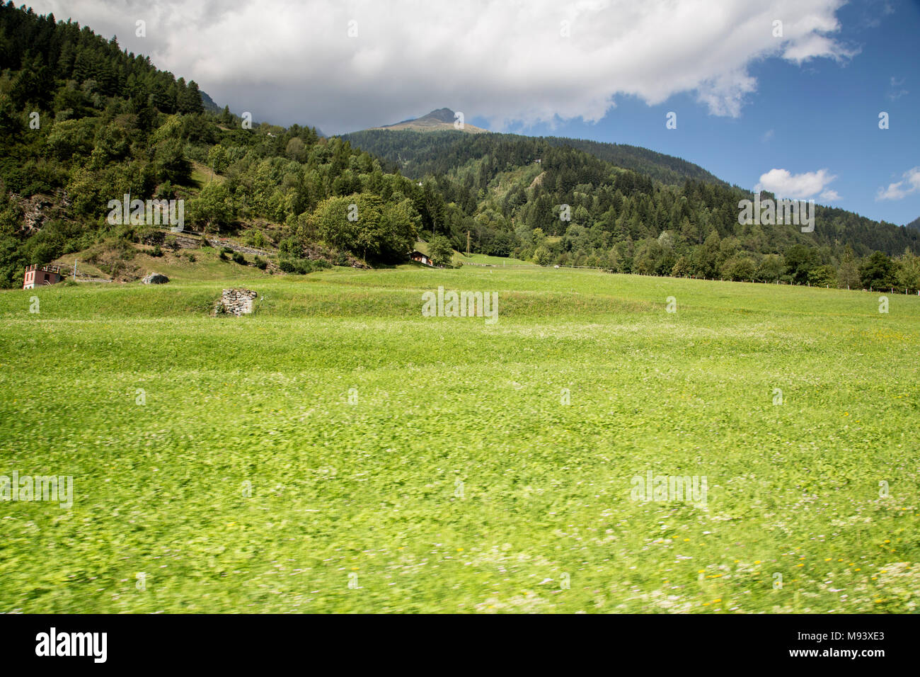 Chemin de fer de la Bernina liens Saint-moritz, en Suisse, avec la ville de Tirano, Italie, via le col de la Bernina Banque D'Images