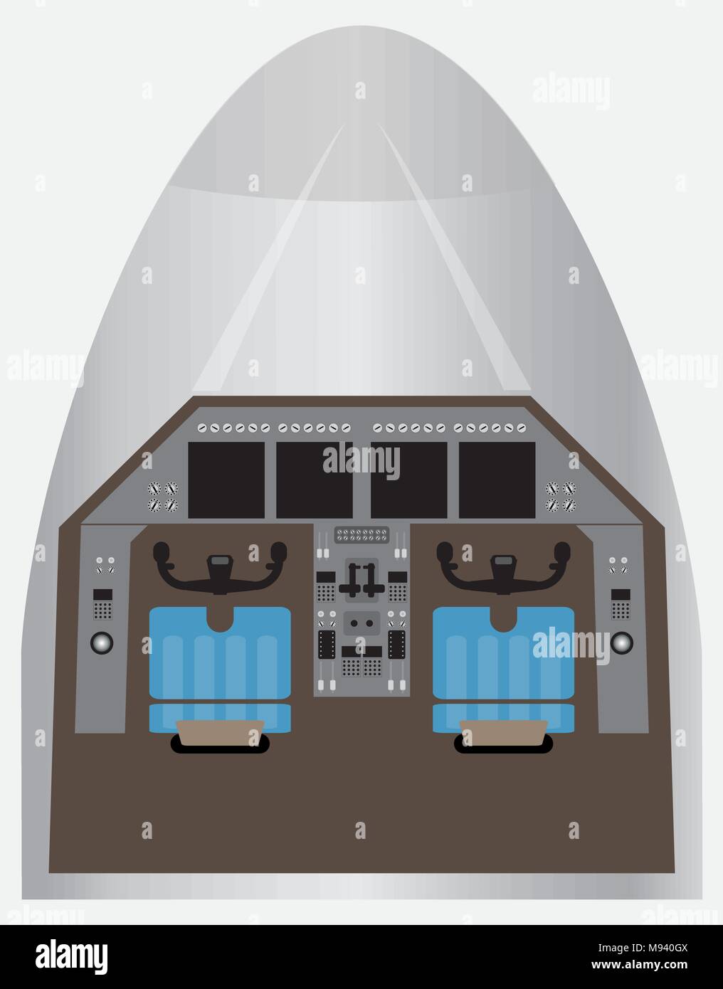 Moteur double Airplane Cockpit passager et de l'illustration vectorielle Illustration de Vecteur