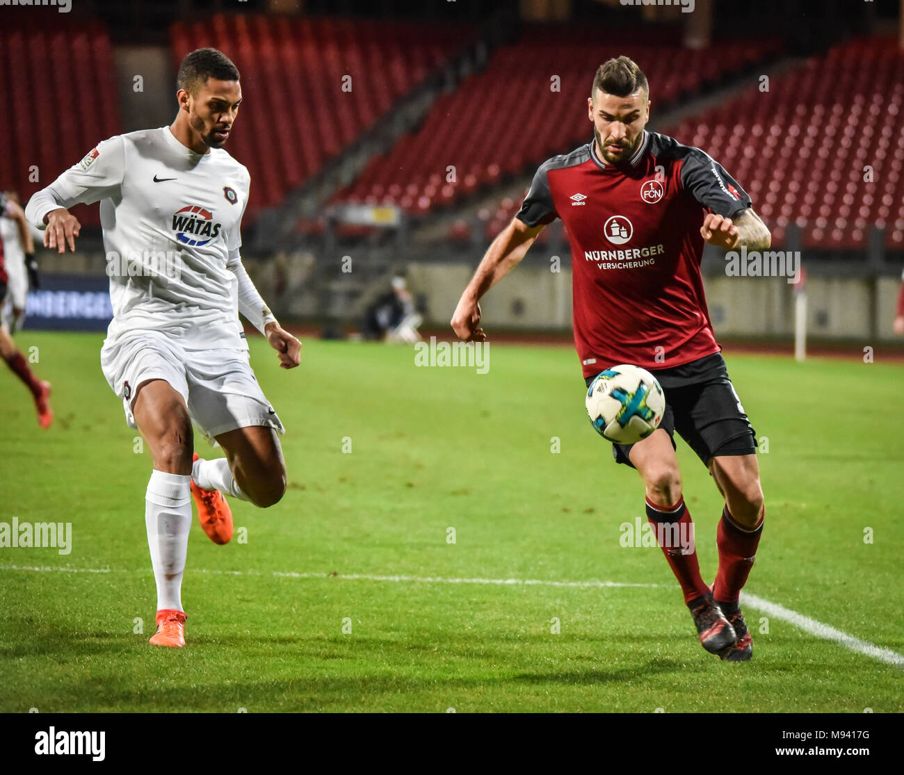 Allemagne, Nuremberg, Max Morlock Stadion 02.02.2018 - Le football professionnel, 2.Bundesliga - 1. FC Nuremberg vs Erzgebirge Aue - Image : Mikael Ishak (# 9) Banque D'Images