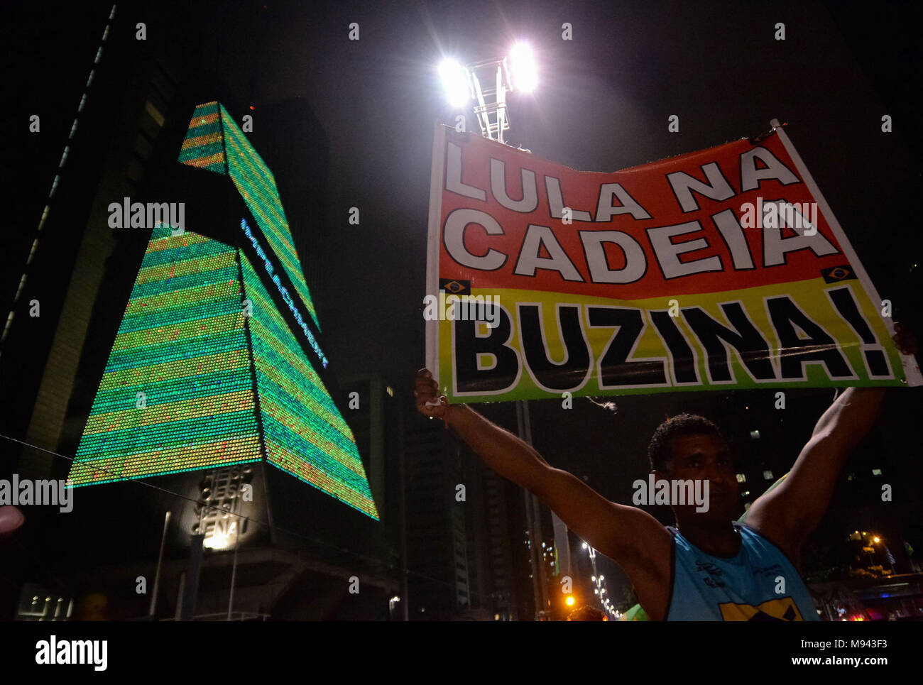 La manifestation, protestation, 03,2016, capitale de l'Avenue Paulista, Sao Paulo, Brésil. Banque D'Images