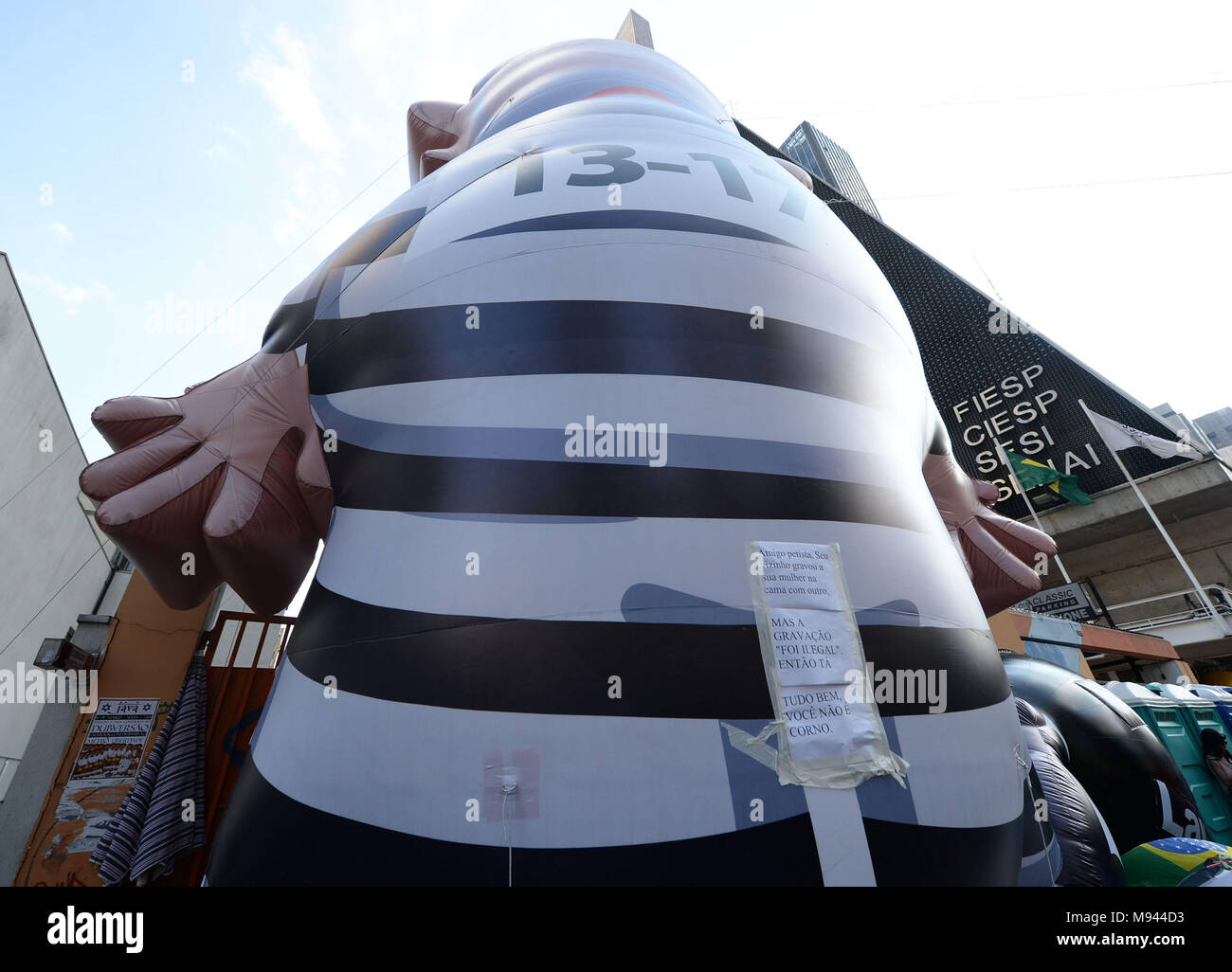 La manifestation, protestation, 03,2016, capitale de l'Avenue Paulista, Sao Paulo, Brésil. Banque D'Images