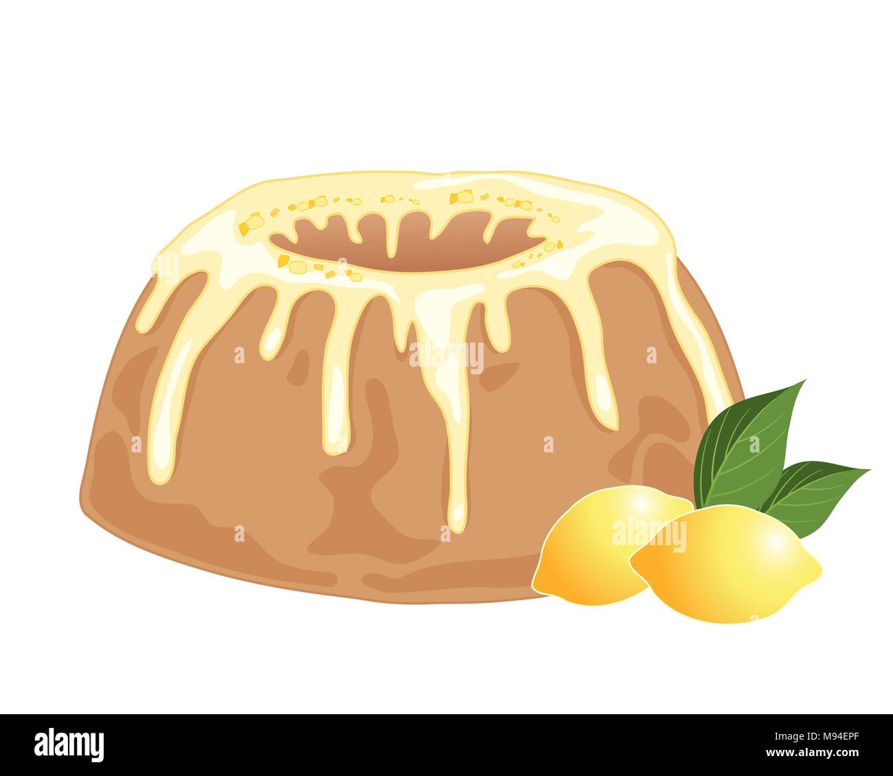 Un vecteur illustration en eps 10 format d'une glace au chocolat citron ronde avec citron et glaçage des bits sur un fond blanc avec deux citrons entiers Illustration de Vecteur