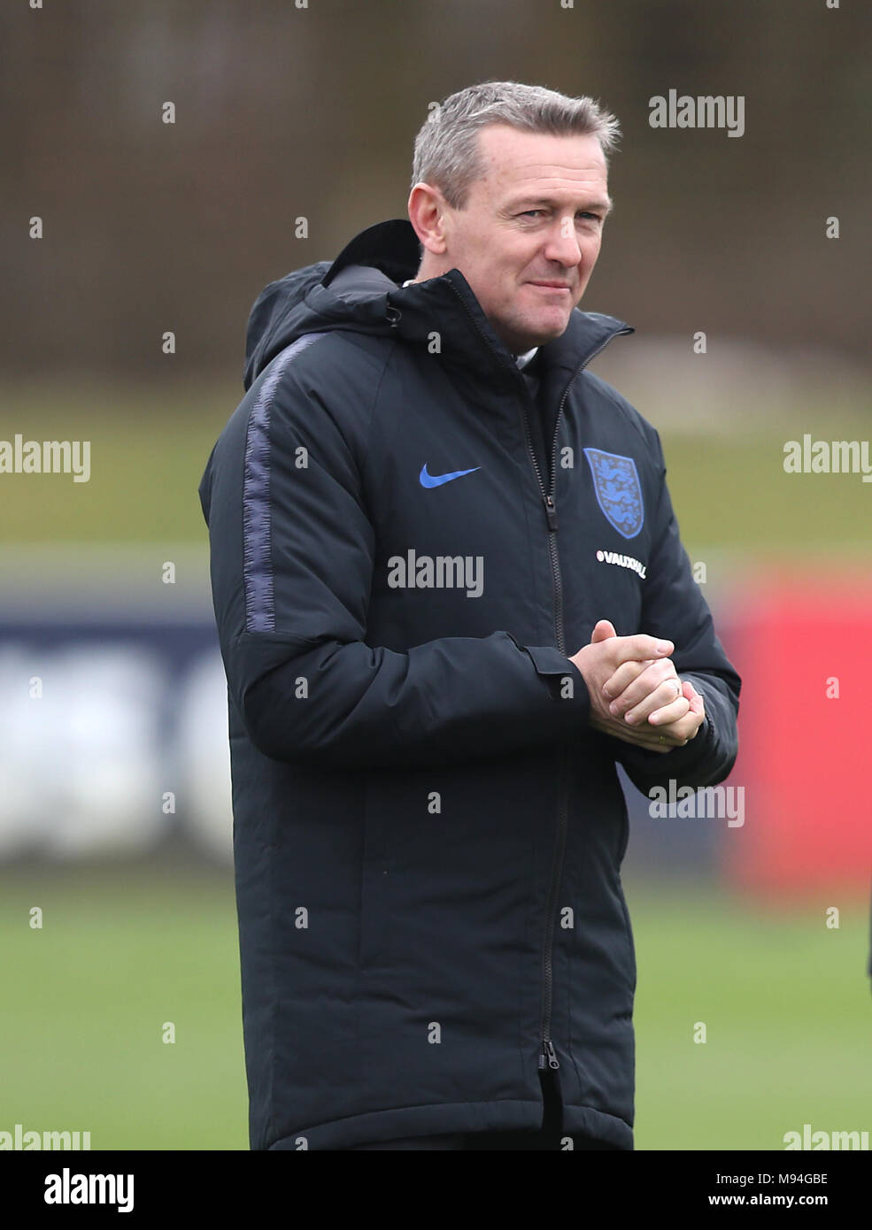 Angleterre U21 Directeur Aidy Boothroyd pendant une session d'entraînement au parc St Georges, Burton. APPUYEZ SUR ASSOCIATION photo. Date de la photo: Jeudi 22 mars 2018. Voir PA Story FOOTBALL England. Le crédit photo devrait se lire comme suit : Simon Cooper/PA Wire. Banque D'Images