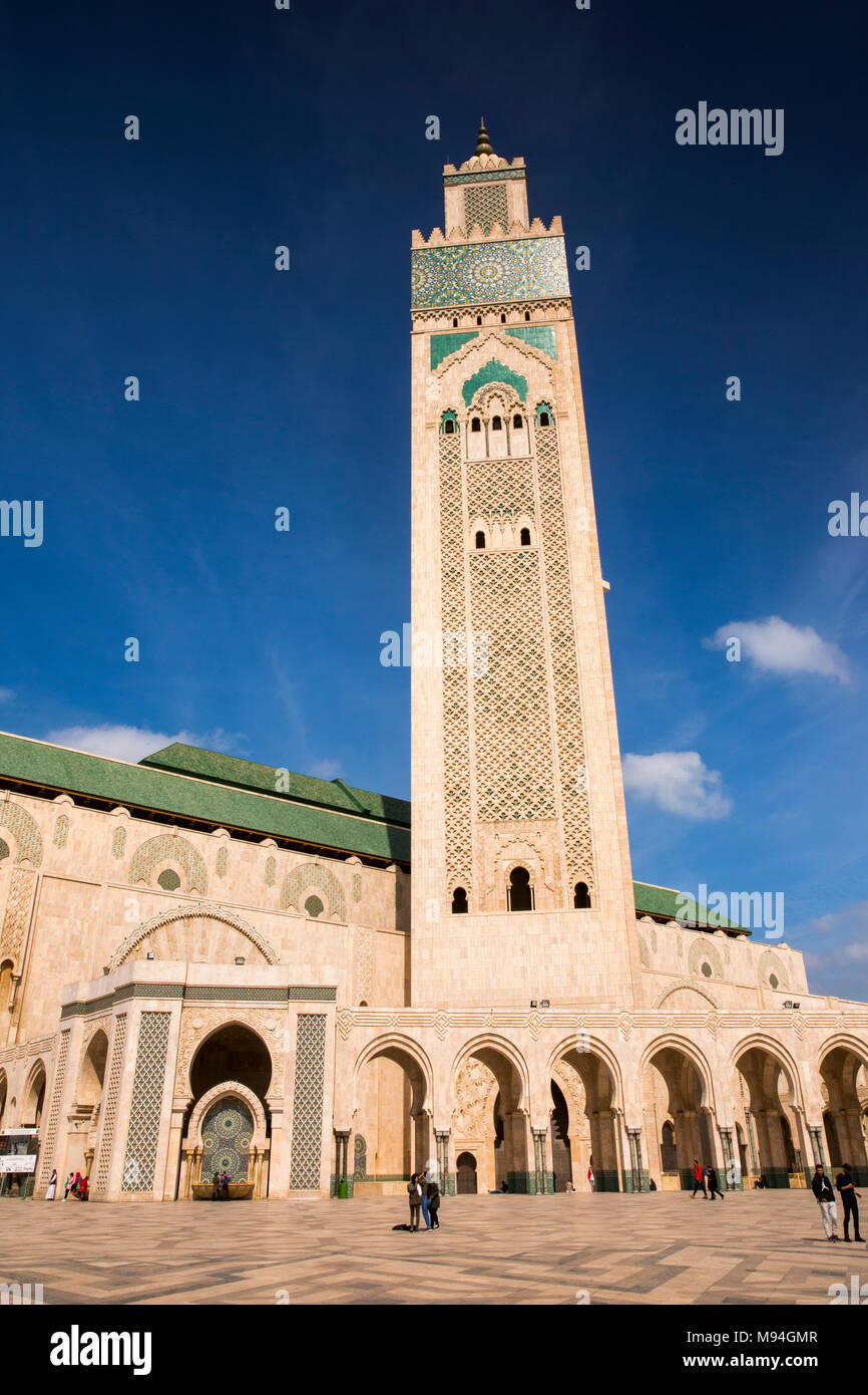 Maroc, Casablanca, la Mosquée Hassan II avec le minaret le plus grand du monde Banque D'Images