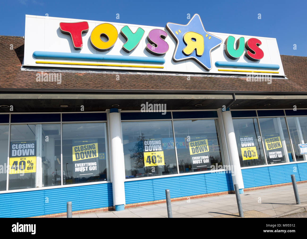 Toys R Us store shop fermer, Copdock, Ipswich, Suffolk, Angleterre, UK 21 Match 2018 Banque D'Images