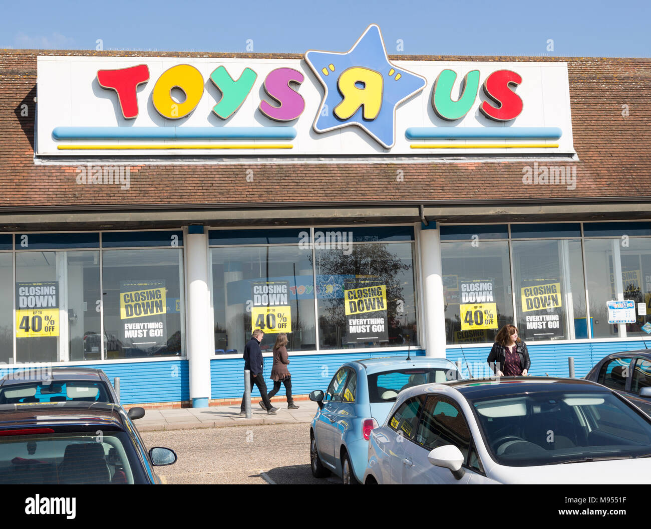 Toys R Us store shop fermer, Copdock, Ipswich, Suffolk, Angleterre, UK 21 Match 2018 Banque D'Images