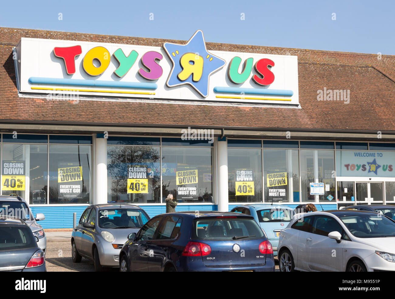 Toys R Us store shop fermer, Copdock, Ipswich, Suffolk, Angleterre, UK 21 Match 2018 Banque D'Images