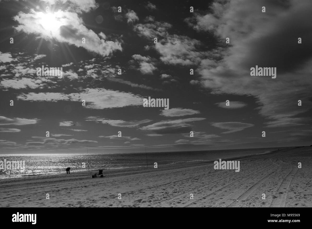 Paysage marin noir et blanc Banque D'Images