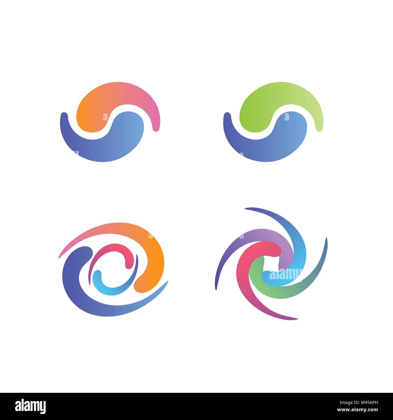Yin et Yang, Symboles graphiques décoratifs swirly w dans des tons pastel Illustration de Vecteur