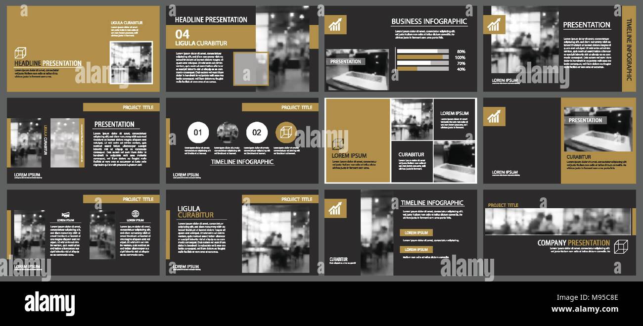 Modèles de présentation de l'or noir et des infographies éléments arrière-plan. Pour l'entreprise, rapport annuel, dépliant, corporate marketing, notice, advertisi Illustration de Vecteur