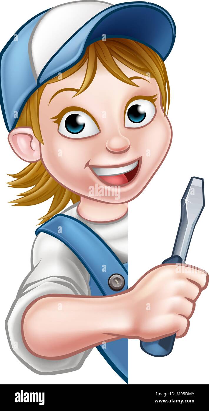 Personnage de femme électricien constructeur Illustration de Vecteur