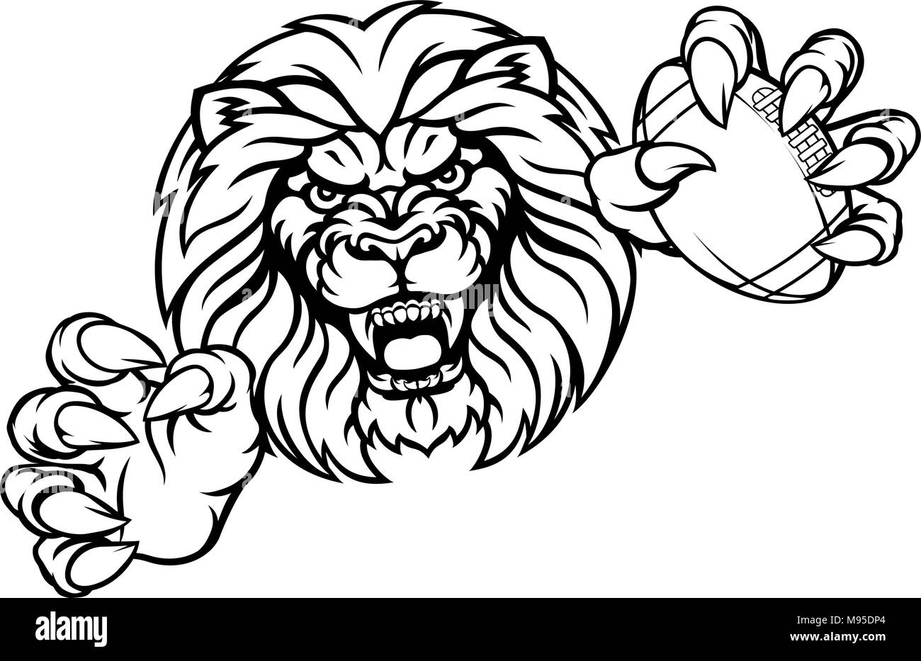 Sports de balle de Football Américain Lion Mascot Illustration de Vecteur