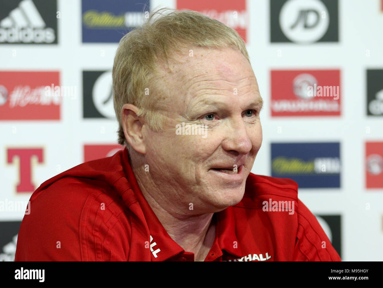 L'Écosse manager Alex McLeish au cours d'une conférence de presse à Hampden Park, Glasgow. Banque D'Images