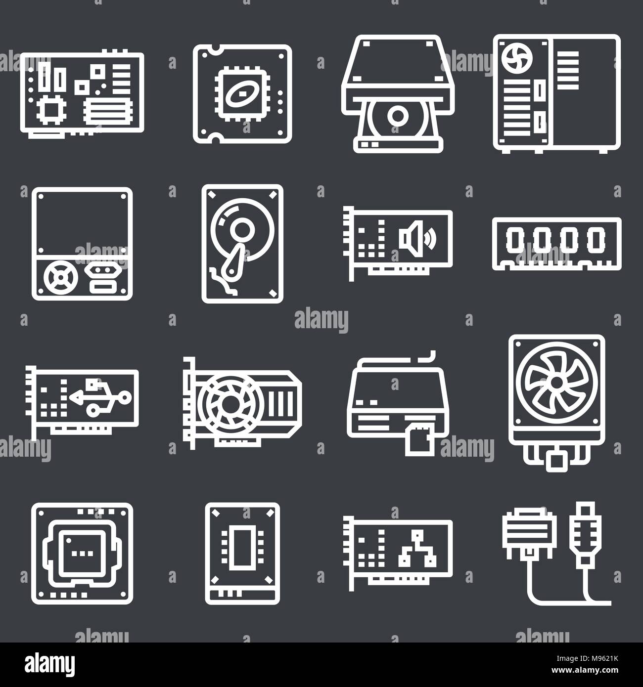 Matériel informatique d'icônes. Illustration de Vecteur