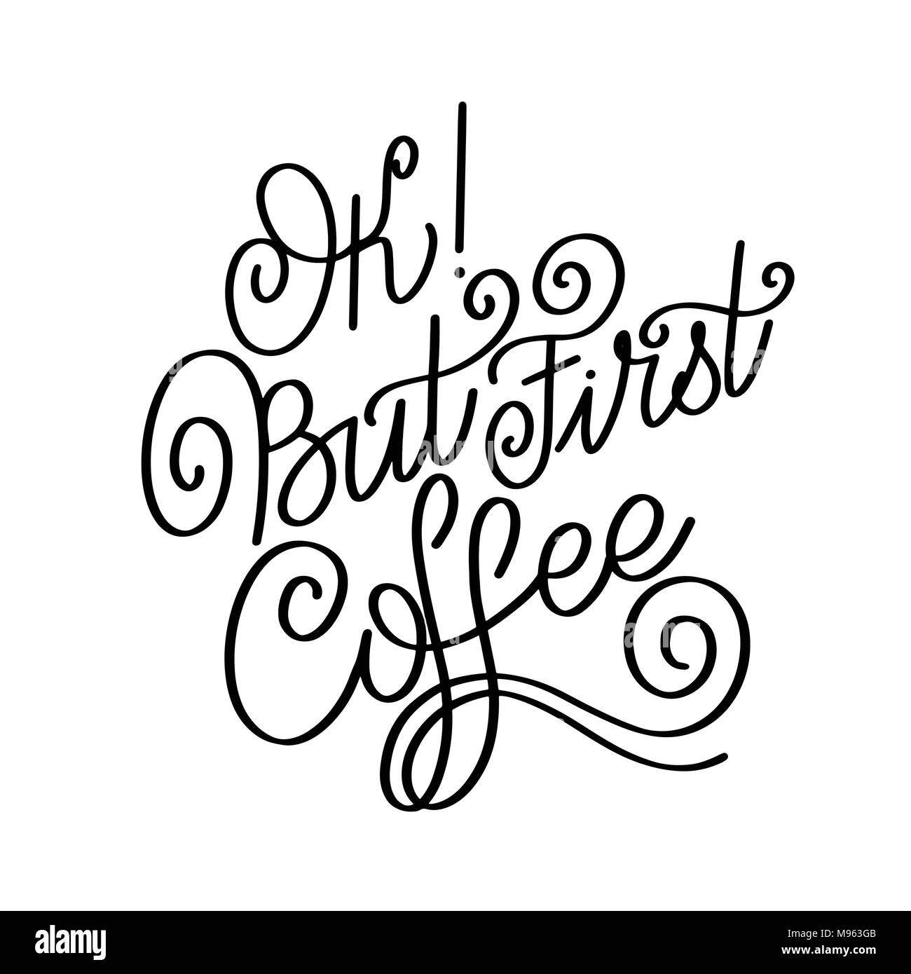 Café en lettrage nous avons confiance. Hand drawn calligraphique signe. Citation de café. Texte pour les impressions et les affiches, menu design, des cartes de vœux. Vector illustration. Illustration de Vecteur