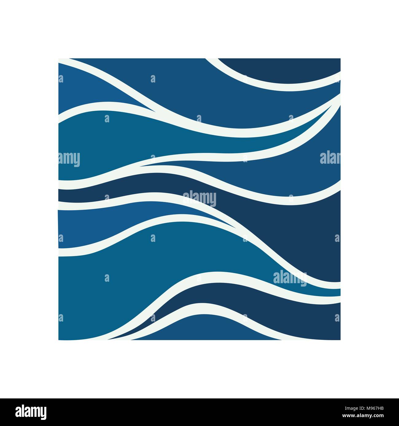 Eau vague abstract design logo. Logotype Sport Surf cosmétiques concept. Icône aqua carré. Illustration de Vecteur
