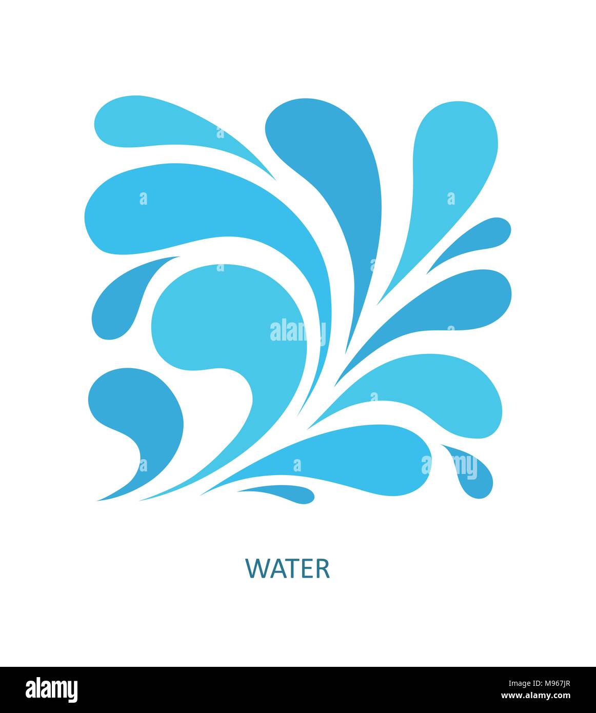 Eau vague abstract design logo. Logotype Sport Surf cosmétiques concept. Icône aqua carré. Illustration de Vecteur