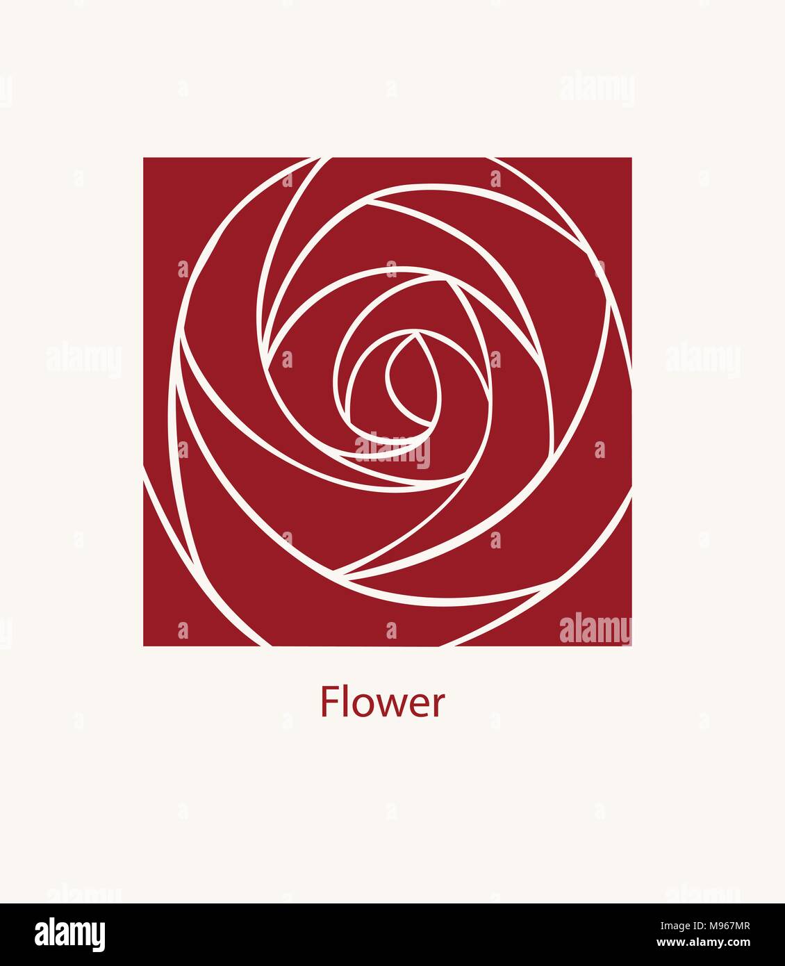 Label Rose abstract design. Logotype cosmétiques concept. L'icône carré. Belle fleur avec logo pour Boutique ou salon de beauté ou des fleurs Société. Illustration de Vecteur